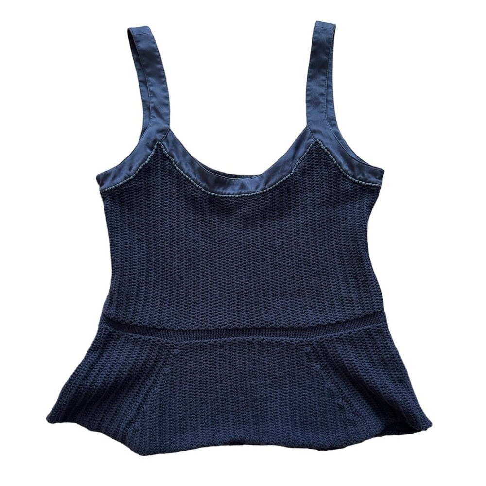 Emporio Armani Rib Knit Tank with Silk Straps and Shear back Size 44